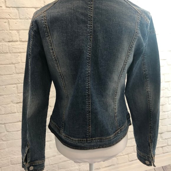 YUKA Jeans White Lace Pocket Jean Jacket, Size M - Picture 3 of 5